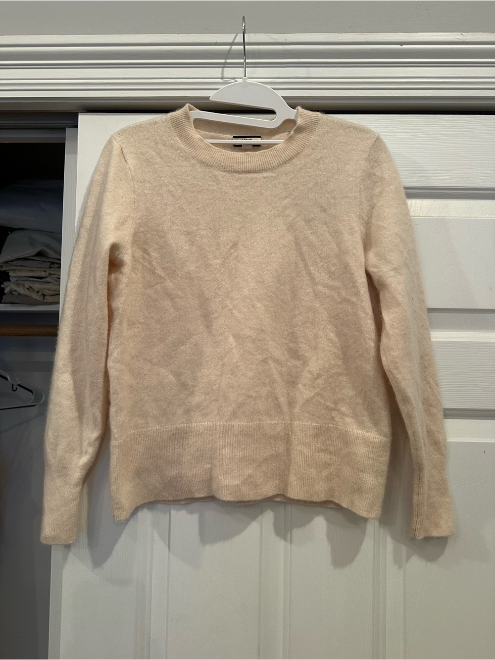 J. Crew 100% Cashmere Crewneck Sweater in Soft Cream BA400